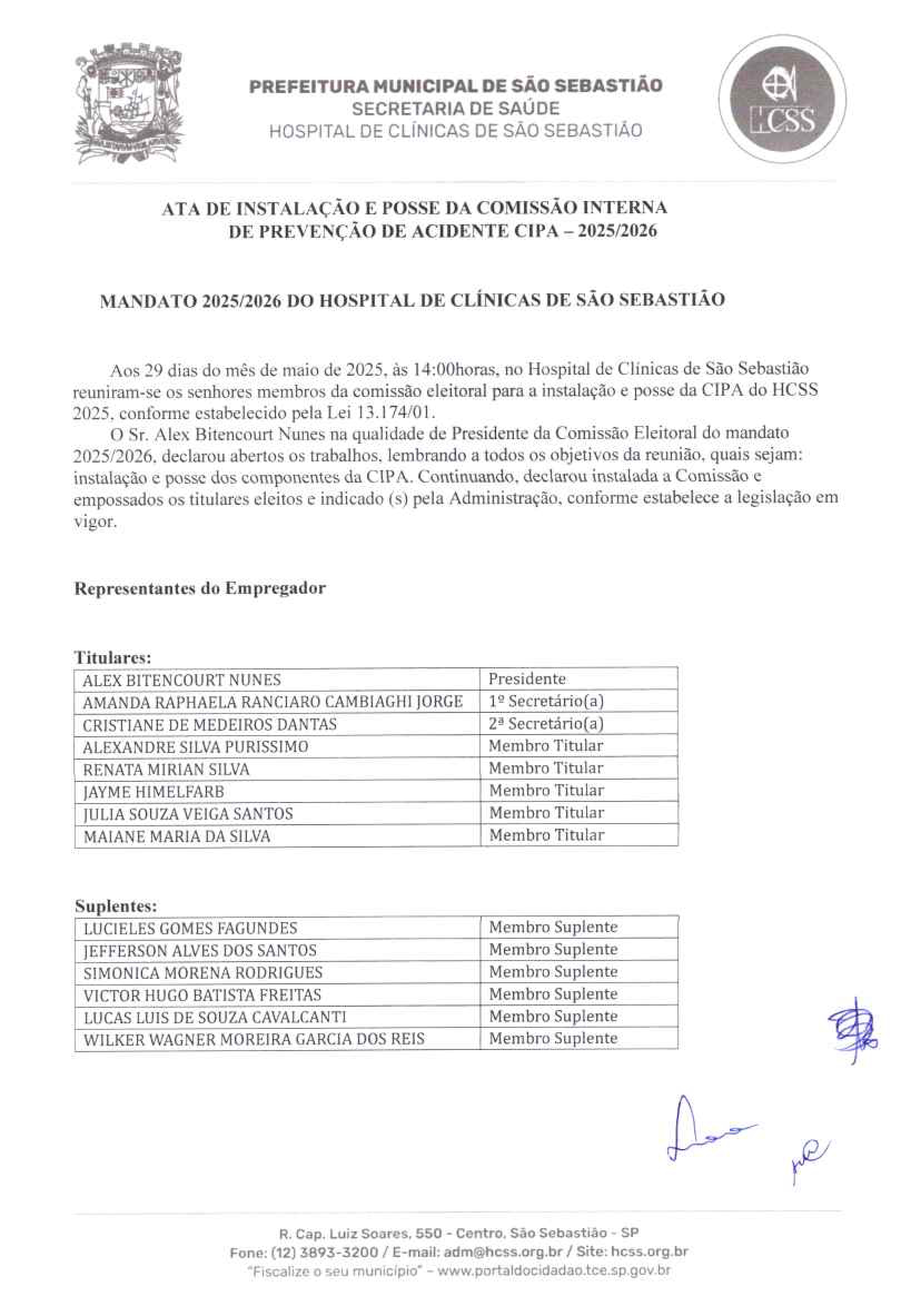 Ata de Instalação e Posse da CIPA Página 1